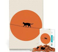 Puzzle pour Adultes 1000 pièces Silhouette de Chat sur Fil de Fer Design Finement découpé Activité intellectuelle Jeu de détente Décoration de Noël (50x75cm)