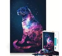 Puzzle pour Adultes 1000 pièces Silhouette de guépard Galaxie Découpe Premium Jeu Créatif Jouet Loisirs Créatifs Décoration de Noël (38x52cm)
