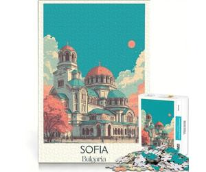 Puzzle pour Adultes 1000 pièces Sofia, Capitale de l'Inde, Jouet éducatif, Niveau de difficulté Difficile, avec liste de souhaits du Père Noël 38x52cm