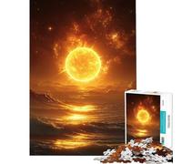 Puzzle pour Adultes 1000 pièces Soleil doré sur Les Vagues de l'océan Jeu de réflexion et de Stimulation intellectuelle pour améliorer la mémoire (Dimensions 38x52cm)