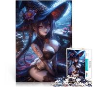 Puzzle pour Adultes 1000 pièces Sorcière d'anime au Chapeau Bleu Jeux éducatifs Jouets DIY Décoration d'intérieur 52x38cm
