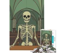 Puzzle pour Adultes 1000 pièces Squelette dans Une église Jeu Difficile et Stimulant d'analyse et de logique Décoration Murale Convient aux 14 Ans et Plus 50x75cm