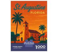 Puzzle pour Adultes 1000 Pièces St. Augustine Florida Travel Poster Puzzle Casse-tête Jeu pour S'amuser en Famille Interaction Parent-Enfant 70x50cm/1000pcs