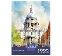 Puzzle pour Adultes 1000 Pièces St. Paul's Cathedral London Watercolor Puzzles pour Adultes, Jouet, Décoration Murale, Cadeaux pour Femmes, Cadeaux Uniques pour Anniversaire Et Noël 52x38cm/1000pcs