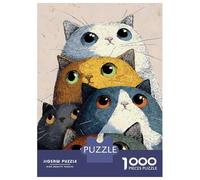 Puzzle pour Adultes 1000 Pièces Stack of Colorful Cats Illustration Puzzle Adulte Casse-tête Jeu De Détente Vacances À La Maison Passer Le Temps Interaction Parent-Enfant 38x26cm/1000pcs