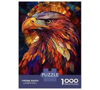 Puzzle pour Adultes 1000 Pièces Stained Glass Eagle Puzzles Adultes Course De Vitesse Manuelle Interaction Parent-Enfant Offre Cadeau pour Toute La Famille 70x50cm/1000pcs