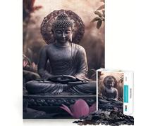 Puzzle pour Adultes 1000 pièces Statue de Bouddha en méditation Découpe précise Jeu d'art cognitif Jouet de détente Décoration Murale de Noël (50x75cm)