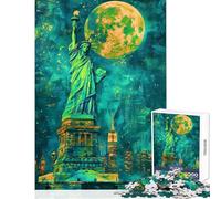 Puzzle pour Adultes 1000 pièces Statue de la Liberté des États-Unis Jeu Pratique d'assemblage de modèles Jouet Anti-Stress Activités Amusantes à la Maison (38x52cm)