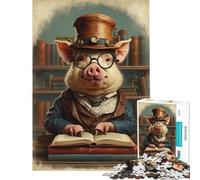 Puzzle pour Adultes 1000 pièces Steampunk Livre Cochon Intelligent Jeu Impossible pour Un Jeu Éducatif Défi Jouet Cadeau d'anniversaire Améliorer la Mémoire (Dimensions 75x50cm)