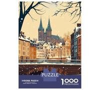Puzzle pour Adultes 1000 Pièces Strasbourg Winter Scene Puzzles pour Adolescents, Jeux Amusants, Passe-Temps Idéal comme Cadeau 38x26cm/1000pcs