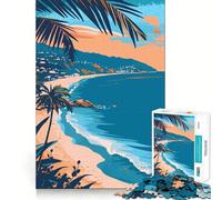 Puzzle pour Adultes 1000 pièces,Style Minimaliste,Plage de Los Angeles,Bords Fins,Jeu de résolution de problèmes,Jeu Relaxant,activité Artistique pour Un Anniversaire (50x75cm)