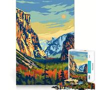 Puzzle pour Adultes 1000 pièces,Style Minimaliste Yosemite,découpe Lisse,Jeu créatif et Stimulant,idéal pour se détendre,Cadeau apaisant pour Noël (38x26cm)