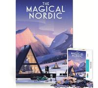 Puzzle pour Adultes 1000 pièces,Style Nordique,découpe Lisse,Jeu créatif et intellectuel,pour se détendre et s'amuser,Cadeau apaisant pour Noël (50x75cm)
