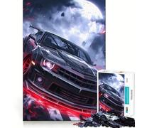 Puzzle pour Adultes 1000 pièces Supercar néon Noir et Rouge Jeu de Construction Amusant et Stimulant,idéal pour Les Loisirs et Les activités artistiques d'anniversaire (50x75cm)