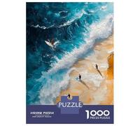 Puzzle pour Adultes 1000 Pièces Surfers on The Beach Painting Puzzle Jeux Relaxants Défi Difficile Cadeaux Uniques pour Anniversaire Et Noël 52x38cm/1000pcs
