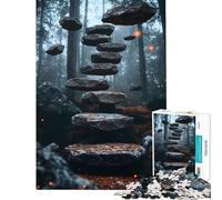 Puzzle pour Adultes 1000 pièces Surréalisme Un Chemin forestier mène à Un escalier_ Défi éducatif Course de Vitesse Manuelle Jouets à Monter soi-même pour Les 14 Ans et Plus (50x75cm)