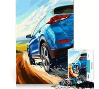 Puzzle pour Adultes 1000 pièces SUV Bleu sur Route sinueuse,découpe Fine,défi Intelligent et Amusant,Jeu Calme,Cadeau d'anniversaire (50x75cm)