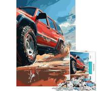 Puzzle pour Adultes 1000 pièces SUV Rouge Tout-Terrain Défi éducatif Jeu Amusant et Difficile à partir de 14 Ans 38x52cm