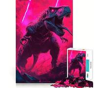 Puzzle pour Adultes 1000 pièces T-Rex Art néon Bords précis Jeu Stimulant Le Cerveau Jeu Calme Cadeau d'anniversaire (50x75cm)