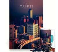 Puzzle pour Adultes 1000 pièces Taipei City Exact Edge Art Jeu de compétences créatives Jeu de détente Décoration de Noël (50x75cm)