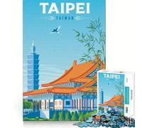 Puzzle pour Adultes 1000 pièces Taipei Taïwan Impression d'art de Voyage Art aux Bords précis Jeu d'adresse créative Jeu de détente Décoration de Noël (38x26cm)