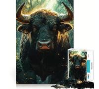 Puzzle pour Adultes 1000 pièces Taureau dans la forêt,Puzzle Artistique aux Bords précis,Jeu créatif,Divertissement pour Passer Un Moment agréable,décoration de Noël (38x26cm)
