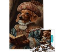 Puzzle pour Adultes 1000 pièces Teckel Noble Érudit Aide à stimuler Le Cerveau Exercice Familial Jeu éducatif pour Les 14 Ans et Plus (38x26cm)