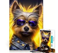 Puzzle pour Adultes 1000 pièces Terrier Soyeux Australien Bords impeccables Jeu d'exercice cérébral Amusant Scène de Noël chaleureuse et divertissante (50x75cm)