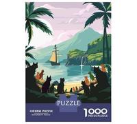 Puzzle pour Adultes 1000 Pièces The Isle of Cats Board Game Inspired Illustration Puzzles pour Adolescents, Jeu Manuel, Cadeaux pour Femmes, Cadeaux De Noël Et d'anniversaire 38x26cm/1000pcs