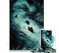 Puzzle pour Adultes 1000 pièces,thème Grotte,rivière et Bateaux,Assemblage Parfait,Jeu de logique et d'art,Divertissement pour se détendre,Cadeau d'anniversaire ou Loisir (50x75cm)