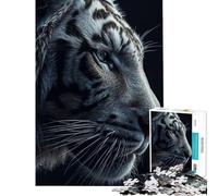 Puzzle pour Adultes 1000 pièces Tigre Blanc majestueux en Gros Plan Défi éducatif Défi Difficile Jouet Décoration Murale pour Les 14 Ans et Plus (50x75cm)