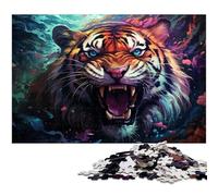 Puzzle pour Adultes 1000 pièces Tigre en colère coloré Chaque pièce est Unique Jeu Familial Stimulant et Amusant 1000 pièces (38 x 26 cm)