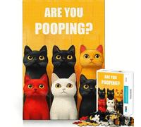 Puzzle pour Adultes 1000 pièces Toilettes pour Chats Faites-Vous Caca ? Assemblage Parfait Art Logique Jouet Amusant pour se Reposer et Jouer Cadeau d'anniversaire (50x75cm)