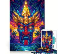 Puzzle pour Adultes 1000 pièces Totem Tropical Découpe précise Jeu d'art cognitif Jouet de détente Décoration Murale de Noël (38x52cm)