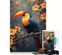 Puzzle pour Adultes 1000 pièces Toucan dans Une Floraison Tropicale, Puzzle Artistique aux Bords précis, Jeu créatif, Divertissement pour Passer Un Moment agréable, décoration de Noël (38x26cm)