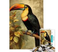 Puzzle pour Adultes 1000 pièces Toucan Vintage Jeu Difficile et Stimulant d'analyse et de logique Décoration Murale Convient aux 14 Ans et Plus 50x75cm