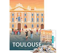Puzzle pour Adultes 1000 pièces Toulouse Capitole Célébration Jeu de réflexion Stimulant Jeu Amusant Cadeau pour Passer Le Temps Pendant Les Vacances (Taille 38x52cm)