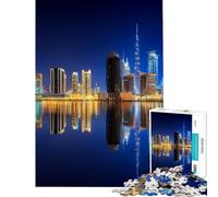 Puzzle pour Adultes 1000 pièces Tour de Dubaï Ville de Nuit Jeu de réflexion et de Stimulation intellectuelle pour améliorer la mémoire (Dimensions 38x26cm)