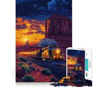 Puzzle pour Adultes 1000 pièces Train à Travers Monument Valley Découpe précise Jeu d'art cognitif Jouet Détente Décoration Murale de Noël (38x52cm)