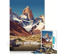 Puzzle pour Adultes 1000 pièces Trek du Fitz Roy,Paysage Argentin,Art des Bords précis,Exercice Mental,Jeu Amusant et Calme,activité d'anniversaire (38x52cm)