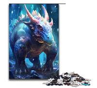 Puzzle pour Adultes 1000 pièces Tricératops Bleu Chaque pièce est Unique Jeu Familial Stimulant et Amusant 75 x 50 cm
