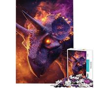 Puzzle pour Adultes 1000 pièces Tricératops Dinosaure Sombre Puzzle 1000 pièces Jouet éducatif Découpe de précision Jeu Amusant et Stimulant pour Toute la Famille (38x26cm)