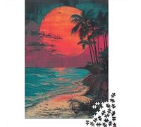 Puzzle pour Adultes 1000 Pièces Tropical Sunset Beach Scene Puzzles pour Adultes - Niveau De Difficulté Élevé - Jeu De Réflexion - Jeu Familial 38x26cm/1000pcs