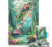 Puzzle pour Adultes 1000 pièces Truite Arc-en-Ciel sous l'eau Jeu de Construction Défi à réaliser Collection d'artistes Beaux-Arts 38x26cm