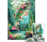 Puzzle pour Adultes 1000 pièces Truite Arc-en-Ciel sous-Marine Aide à stimuler Le Cerveau Cadeau Anti-Stress pour Femmes à partir de 14 Ans Jeu de Puzzle (38x26cm)
