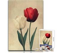 Puzzle pour Adultes 1000 pièces Tulipes Blanches et Rouges (Paire) - Jeu d'art et de réflexion - Décoration Murale - Cadeau d'anniversaire - Dimensions:50x75cm