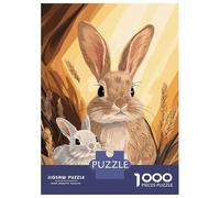 Puzzle pour Adultes 1000 Pièces Two Bunnies in A Meadow Puzzle Adulte Casse-tête Jeu De Détente Vacances À La Maison Passer Le Temps Interaction Parent-Enfant 38x26cm/1000pcs