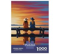 Puzzle pour Adultes 1000 Pièces Two Friends on A Dock at Sunset Puzzles pour Adultes - Niveau De Difficulté Élevé - Jeu De Réflexion - Jeu Familial 70x50cm/1000pcs