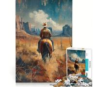 Puzzle pour Adultes 1000 pièces Un Cavalier Solitaire dans Le désert, Jeu de Construction, défi à relever, Collection d'artistes, Beaux-Arts 38x26cm