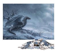 Puzzle pour Adultes 1000 pièces Un majestueux Dragon Noir Puzzle en Bois pour Adultes Casse-tête 1000 pièces (75x50cm)